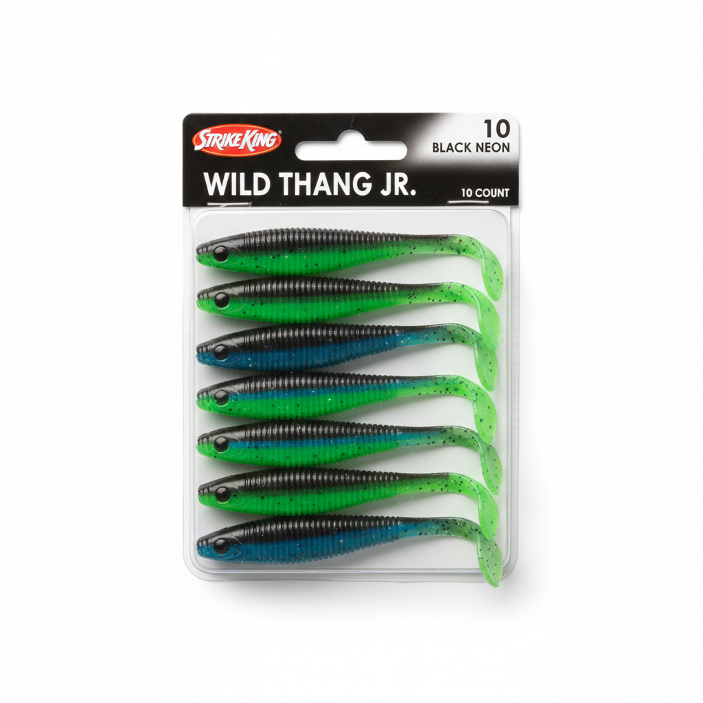 Strike King Wild Thang Jr 10ct Black Neon