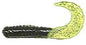 Action Bait 3in Curly Grubs 25pk Black Chartreuse Glitter