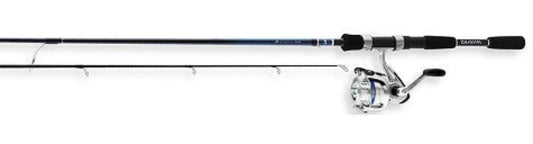 Fishing rod and reel set on a white background