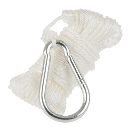 TH Marine Anchor Line 3/16X50 Solid Braided Nylon Anchor Line White, W/Big Safety Hook