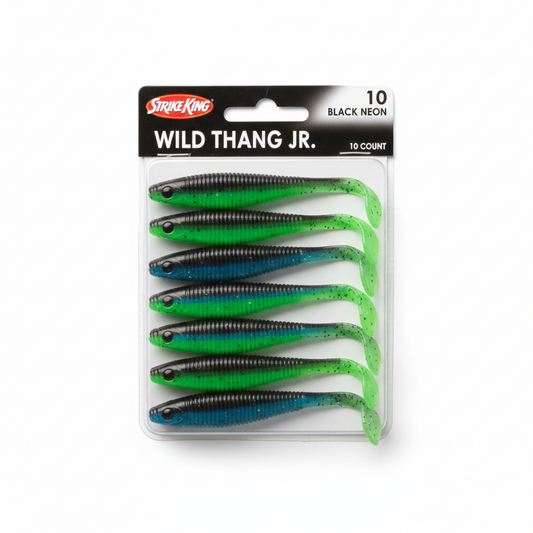 Strike King Wild Thang Jr 10ct Black Neon