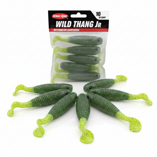 Strike King Wild Thang Jr 10ct Watermelon Chartreuse
