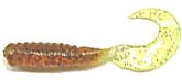Action Bait 3" Curly Grubs 25pk Pumpkin Chartreuse Tail