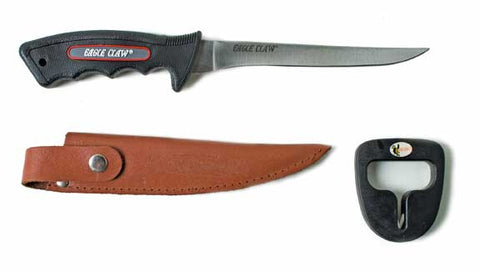 Eagle Claw Tool Fillet Knife-Soft Handle w/Sheath and Sharpner